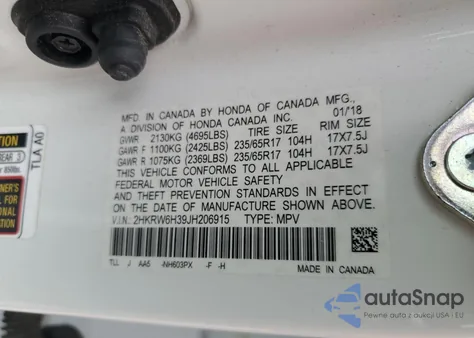 2018 Honda Cr-V Lx from USA, damaged, VIN 2HKRW6H39JH206915